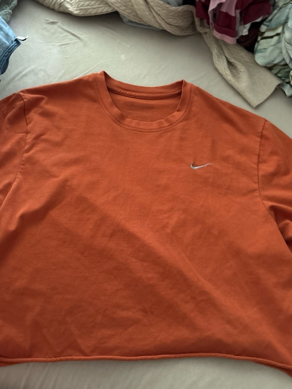 Nike Orange Cropped T-Shirt with Swoosh